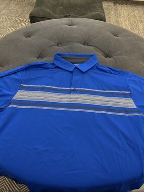 Under Armour Royal Blue Polo with Grey Stripe Detail